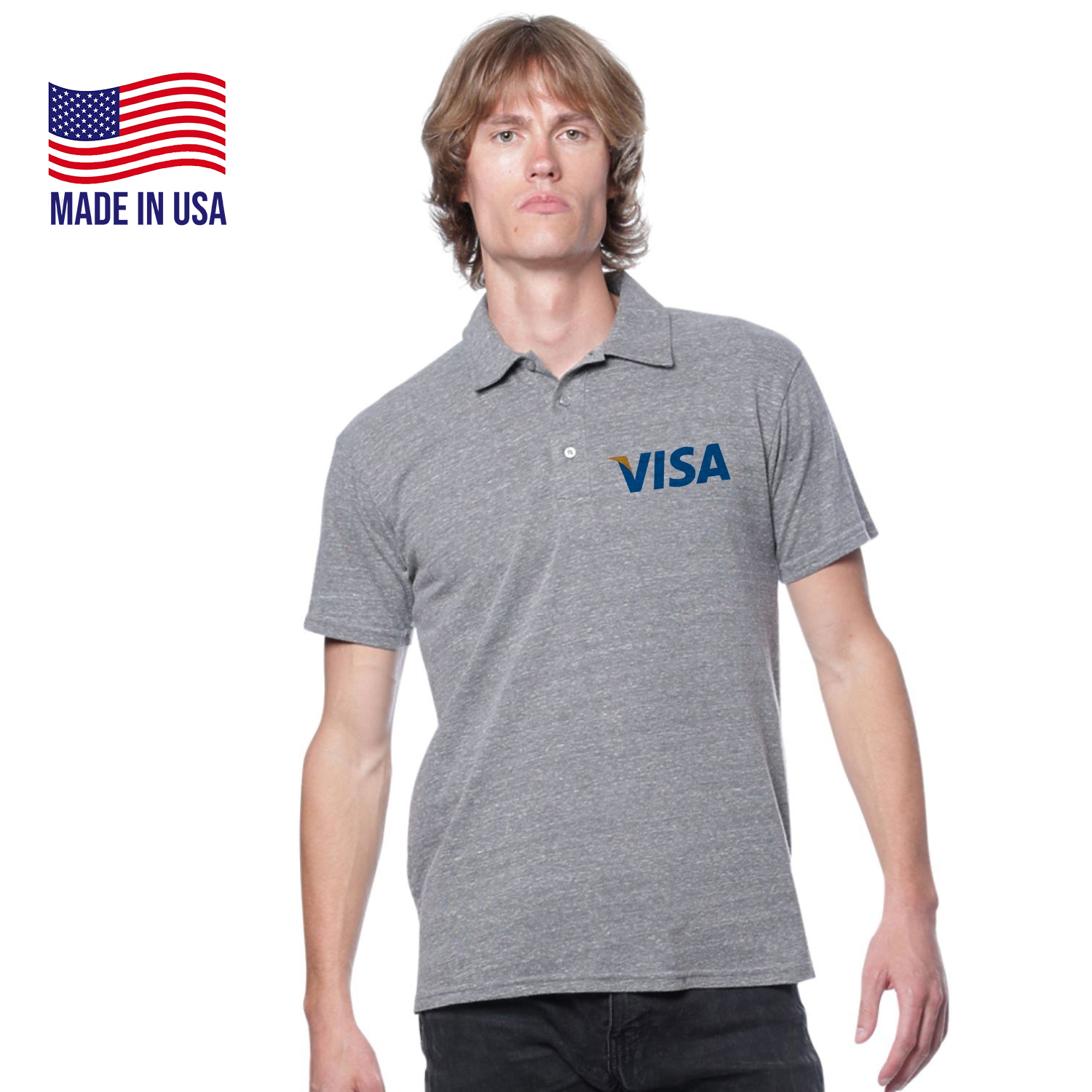 4.5 oz Unisex Eco Triblend Polo USA Made 2