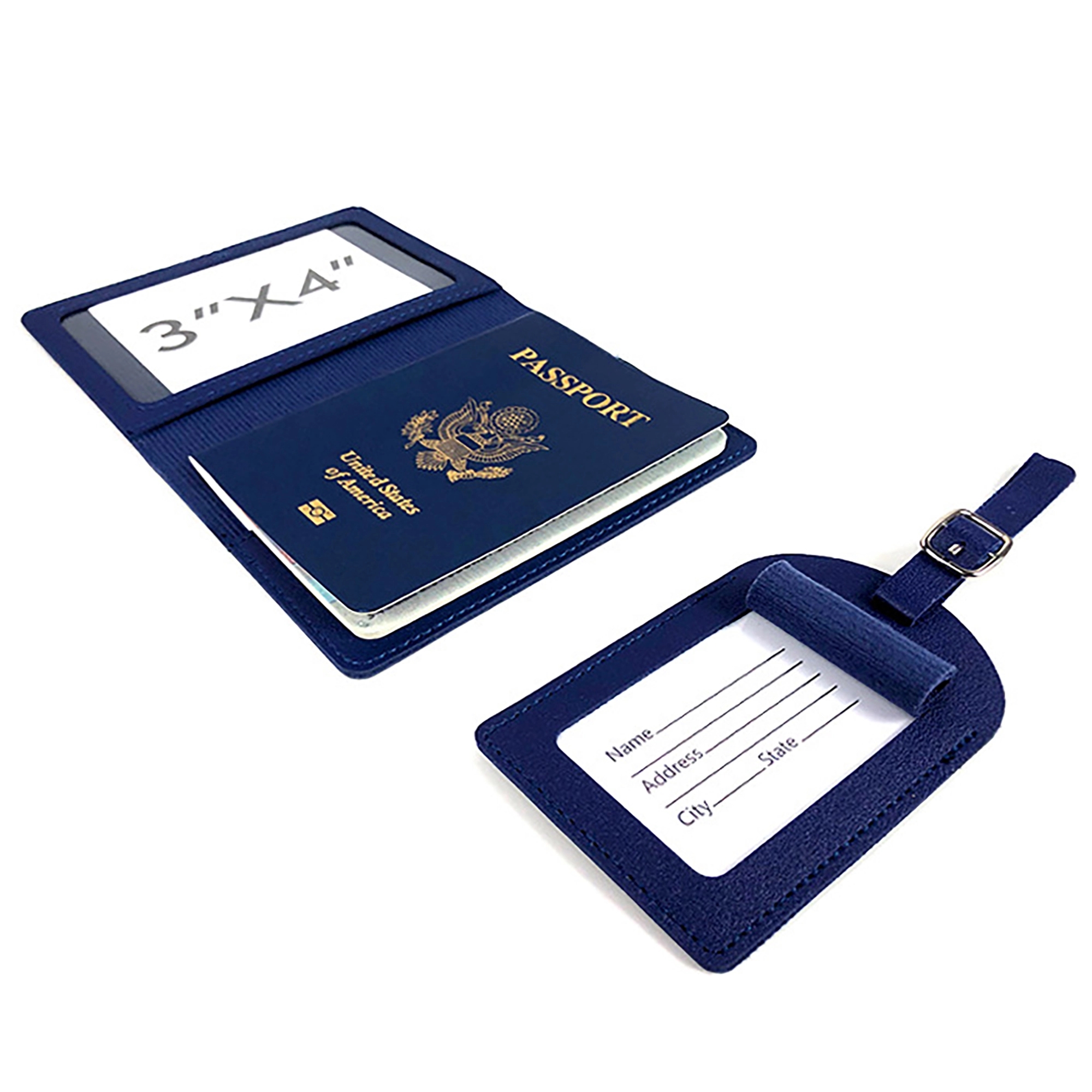 MOQ 100pcs PU Leather Passport Cover Luggage Tag Set 6