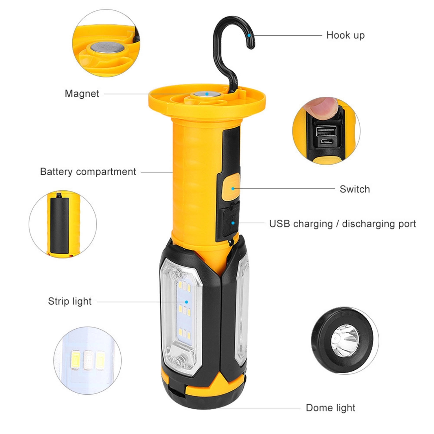 Usb Charging Outdoor Dual Color Lighting Emergency Light 5