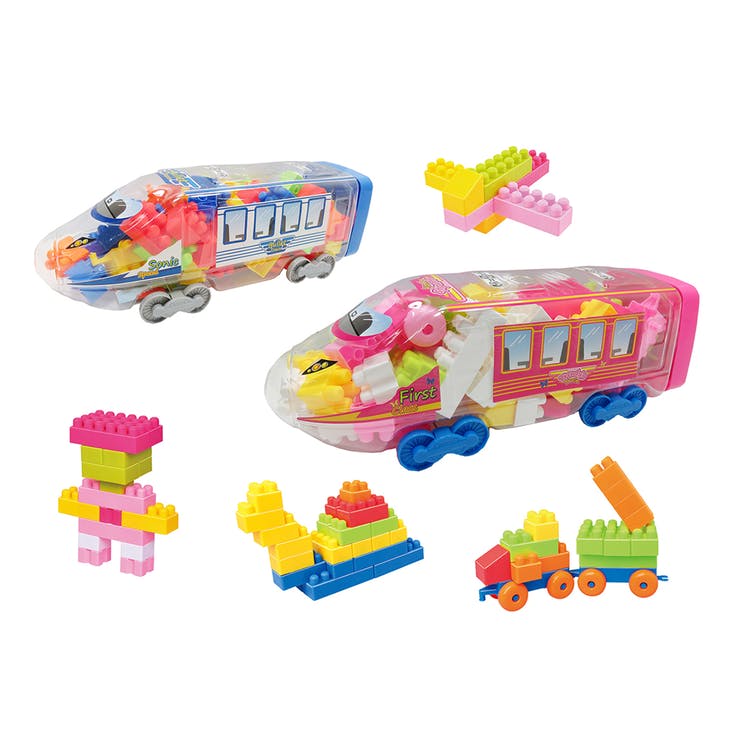 Building Block Vehicle Play Sets - Train Assorted Colors 15.5" 2
