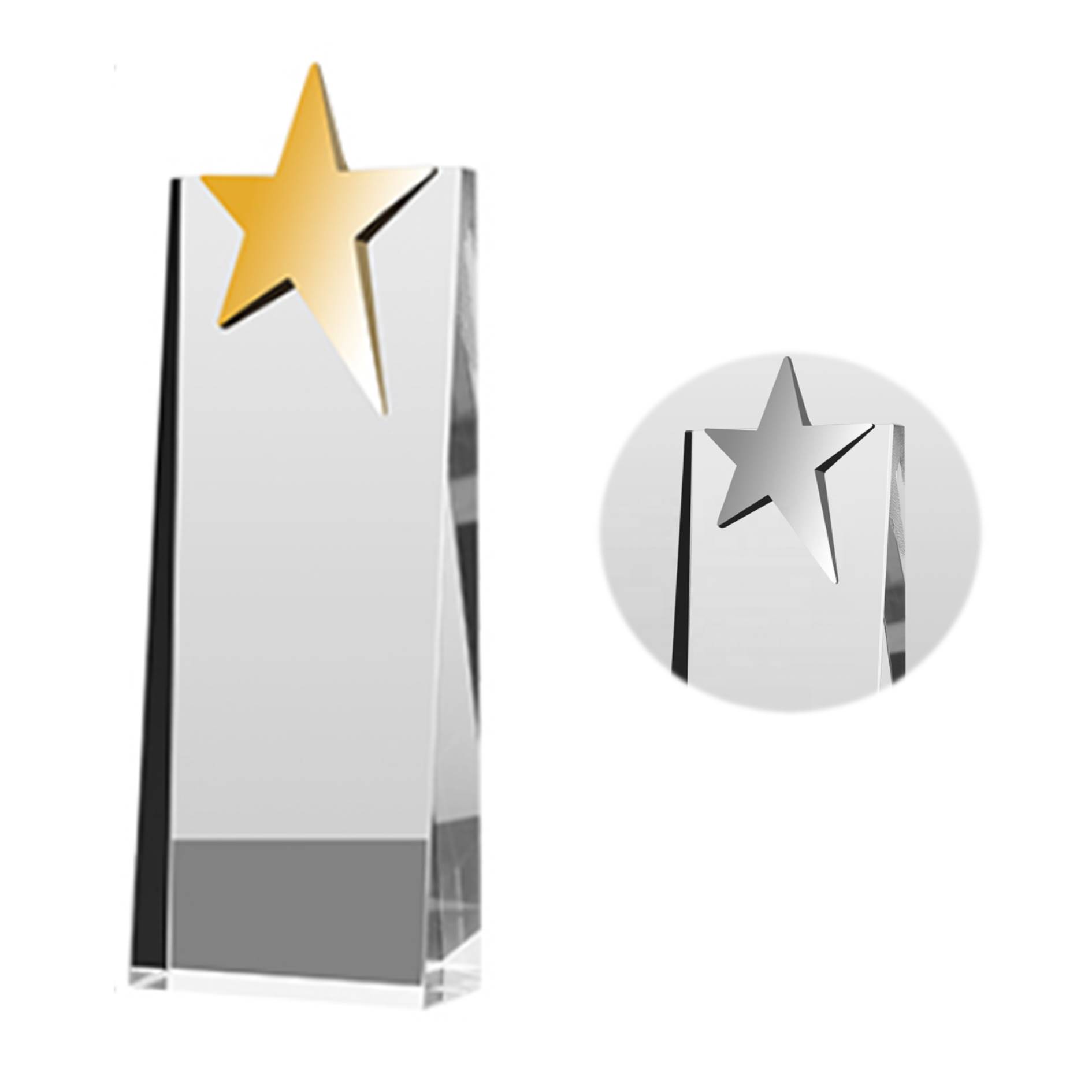 Creative Gold Plated Star Award Crystal Trophy 3