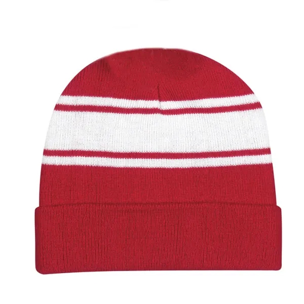 Striped Acrylic Knit Beanie With Cuff 10