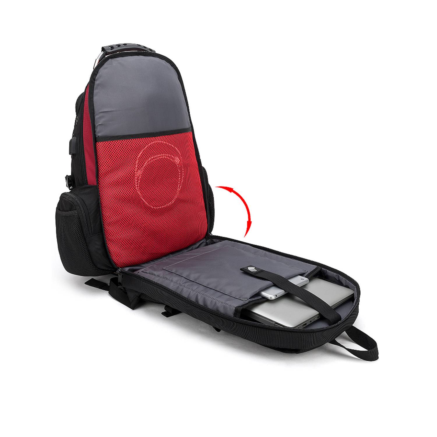 Business Computer Nylon Backpack With Earphone Port 5