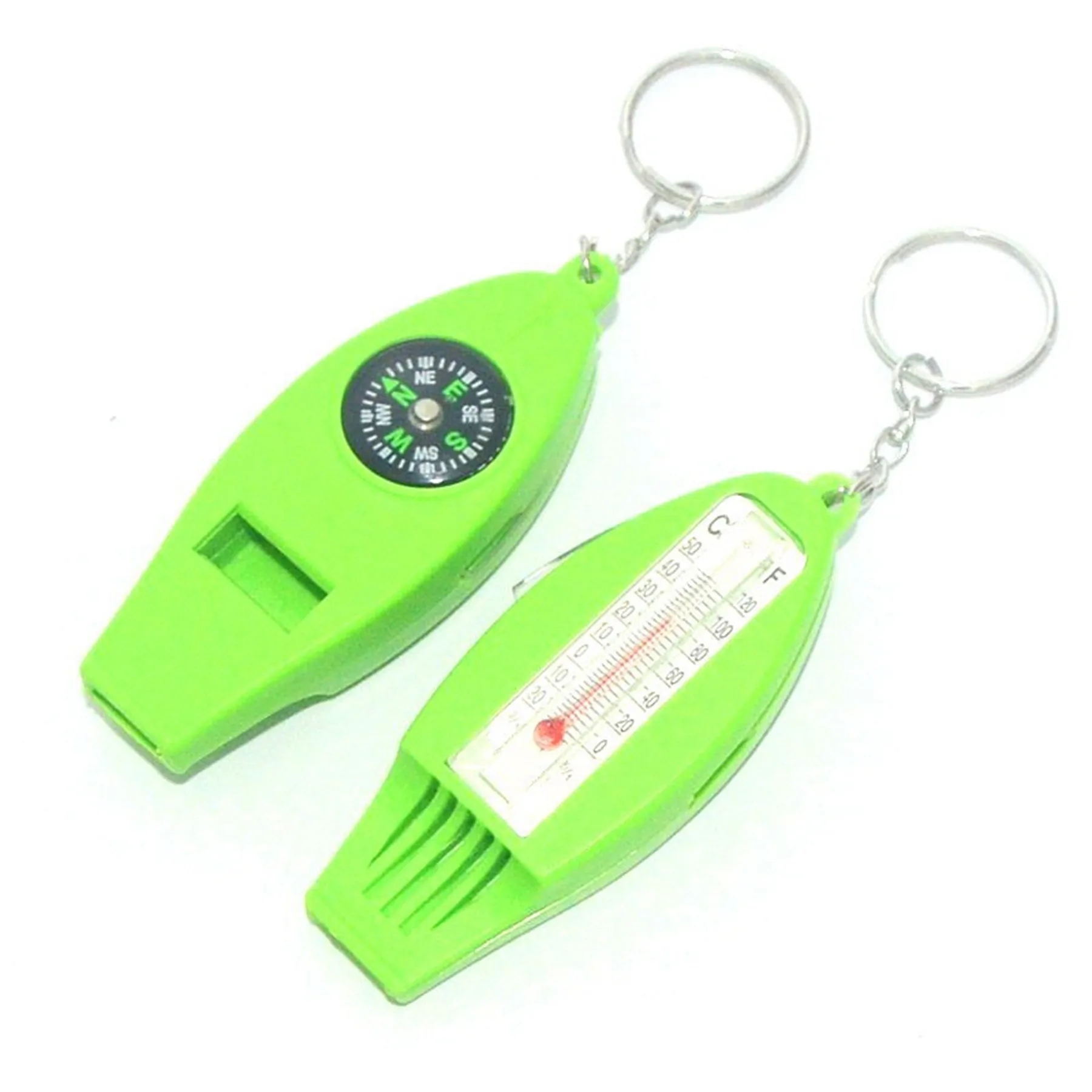 4 in 1 Compass Thermometer Whistle Magnifier with Keychain 4