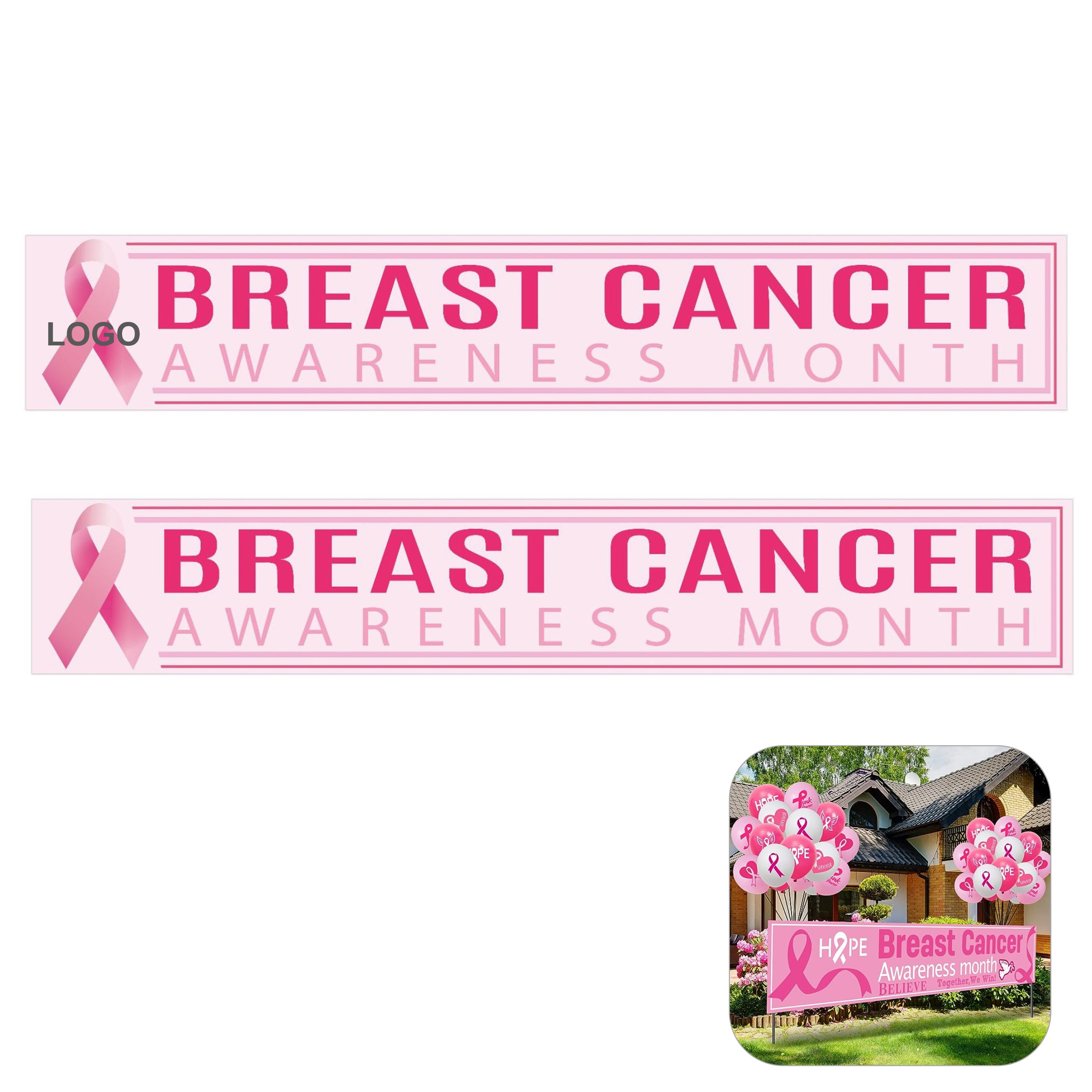 Pink Ribbon Fence Banner (direct import) 2