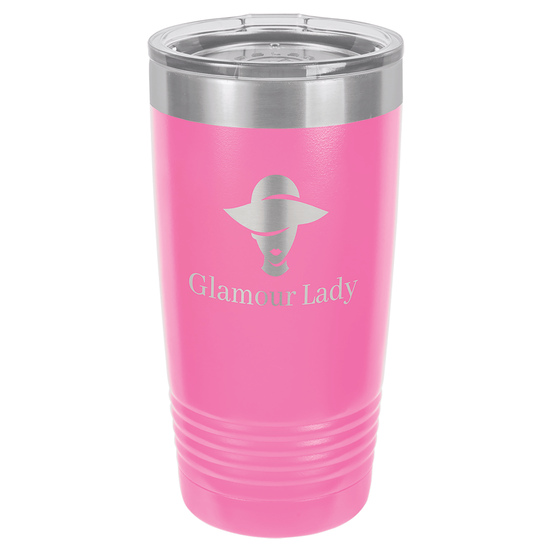 Polar Camel 20 oz. Pink Vacuum Insulated Ringneck Tumbler with Clear Lid 2
