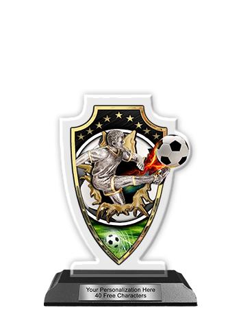 Acrylic Trophy: 6" Arrow Head, Soccer Male Field D 2