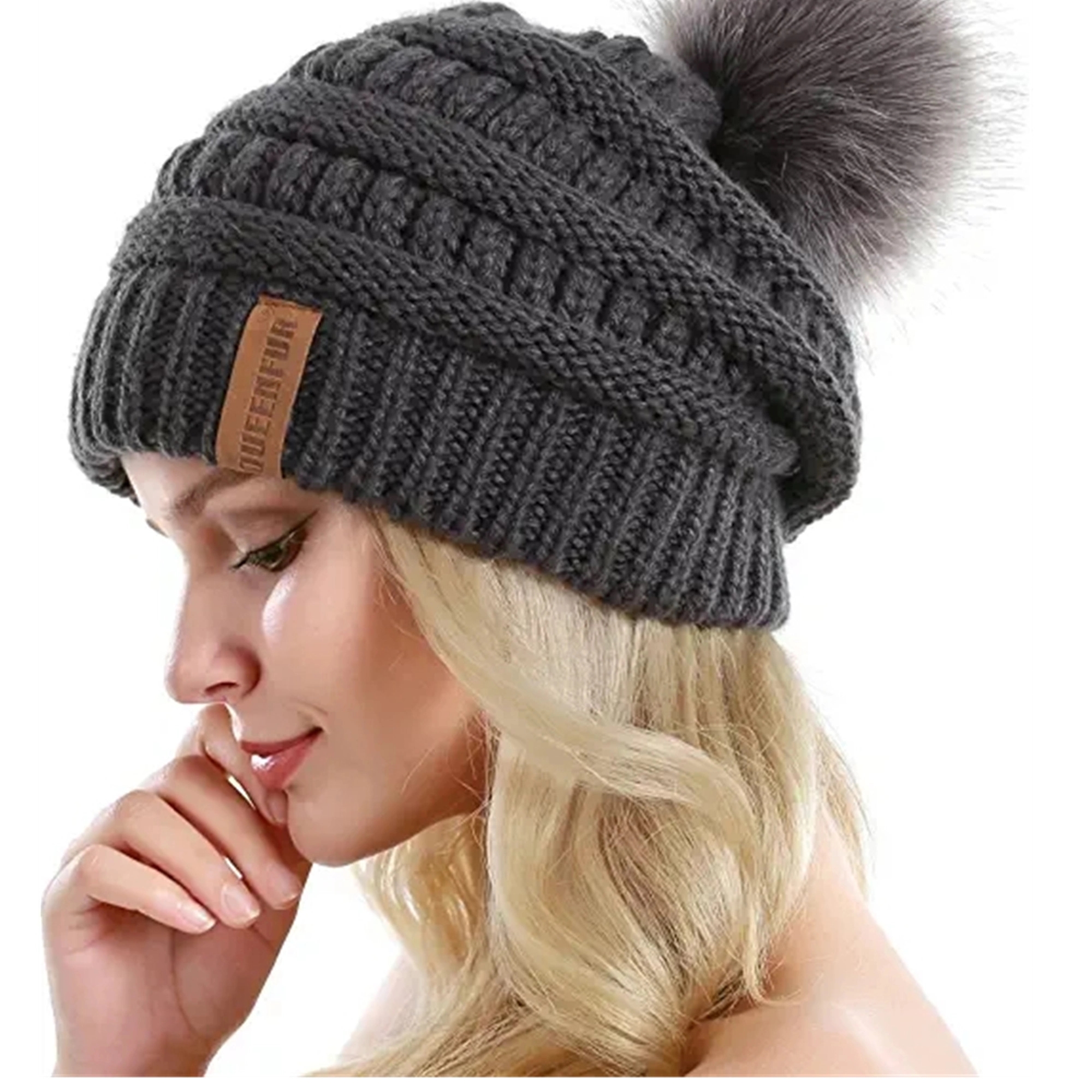 Women Knit Slouchy Beanie Chunky Baggy Hat 2