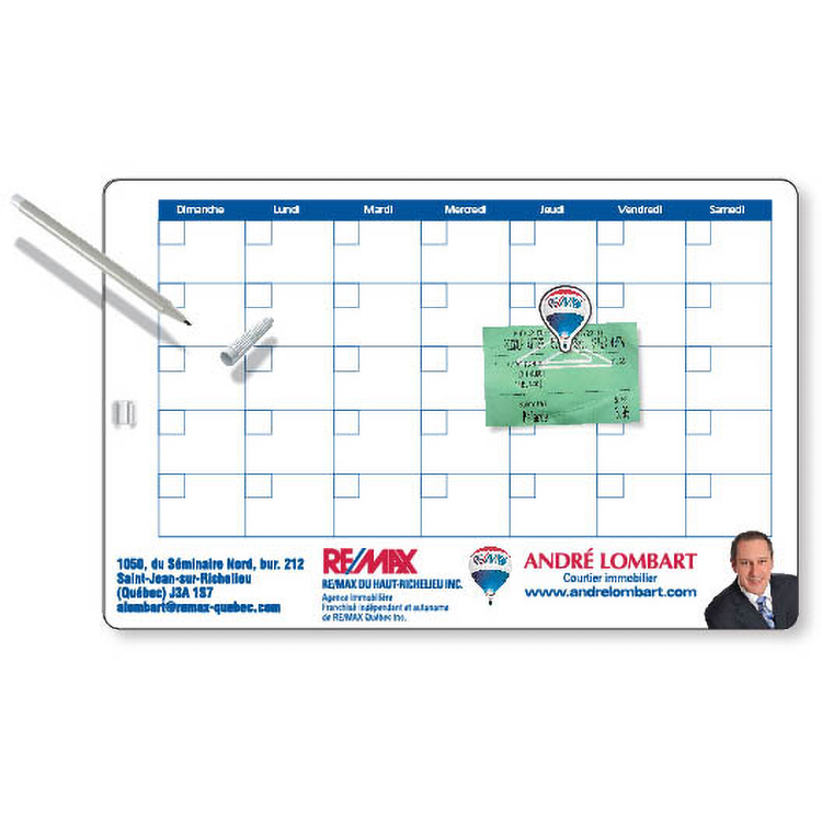 Bulletin Memo Board Kit in Rubber Steel, 11"x17", Full Colour Imprint, Dry Erase Pen attached