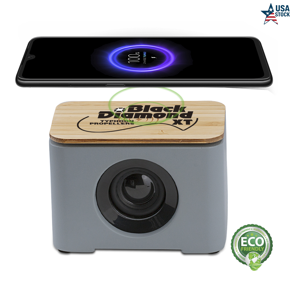 EchoPower Eco-Friendly Bluetooth Speaker and Wireless Charger with Bamboo Top 2