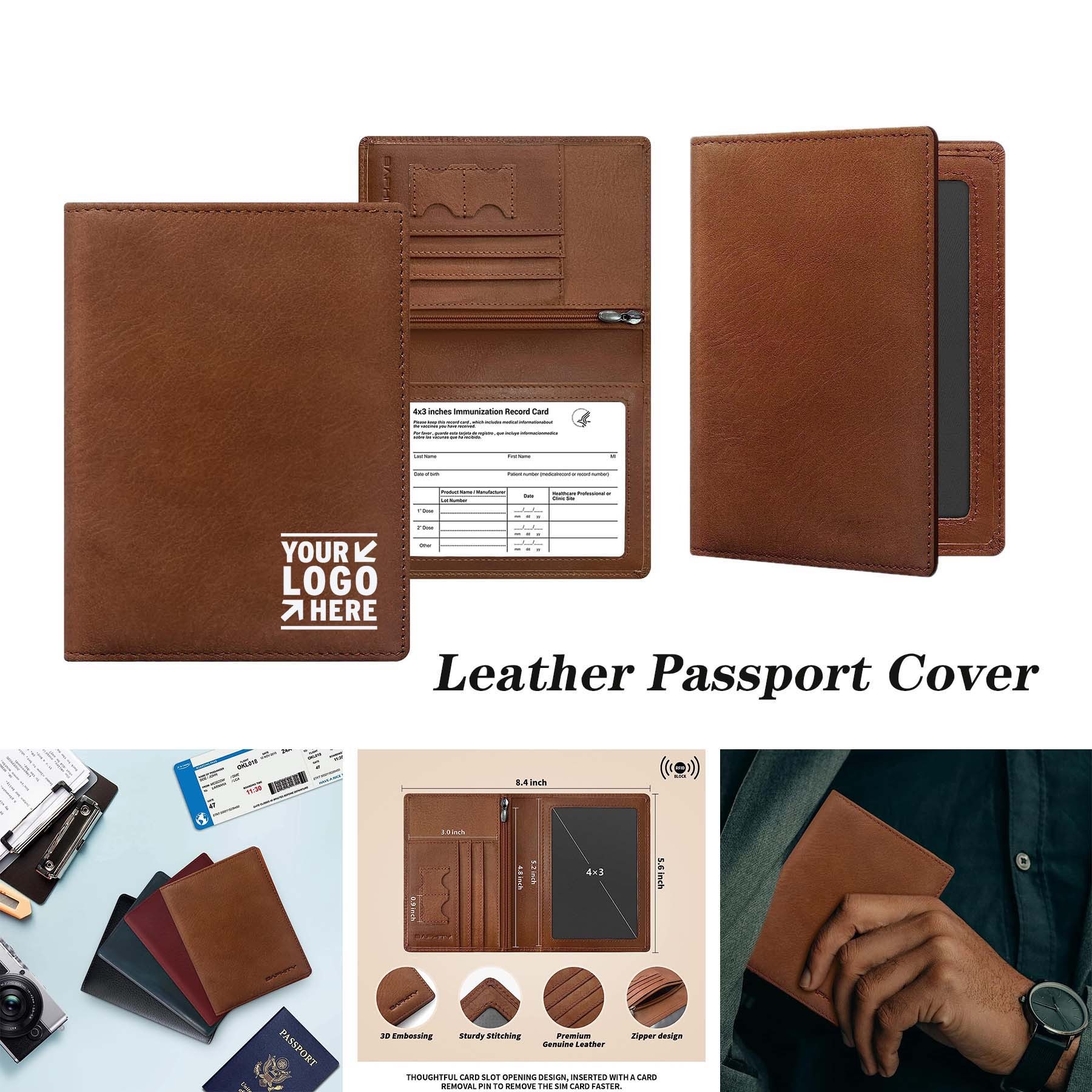 4 X 3 Inches Case RFID Blocking Real Leather Passport Wallet 2