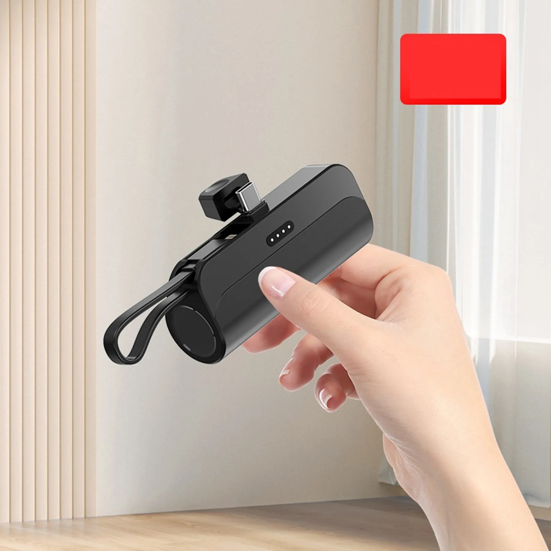 2 in 1 Pocket Keychain Emergency Powerbank Built in Cable 2