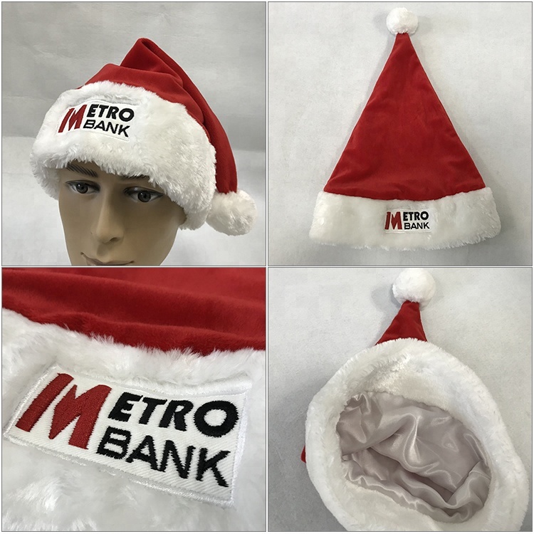 Customized logo Christmas Santa Hat With Pom-pom 2