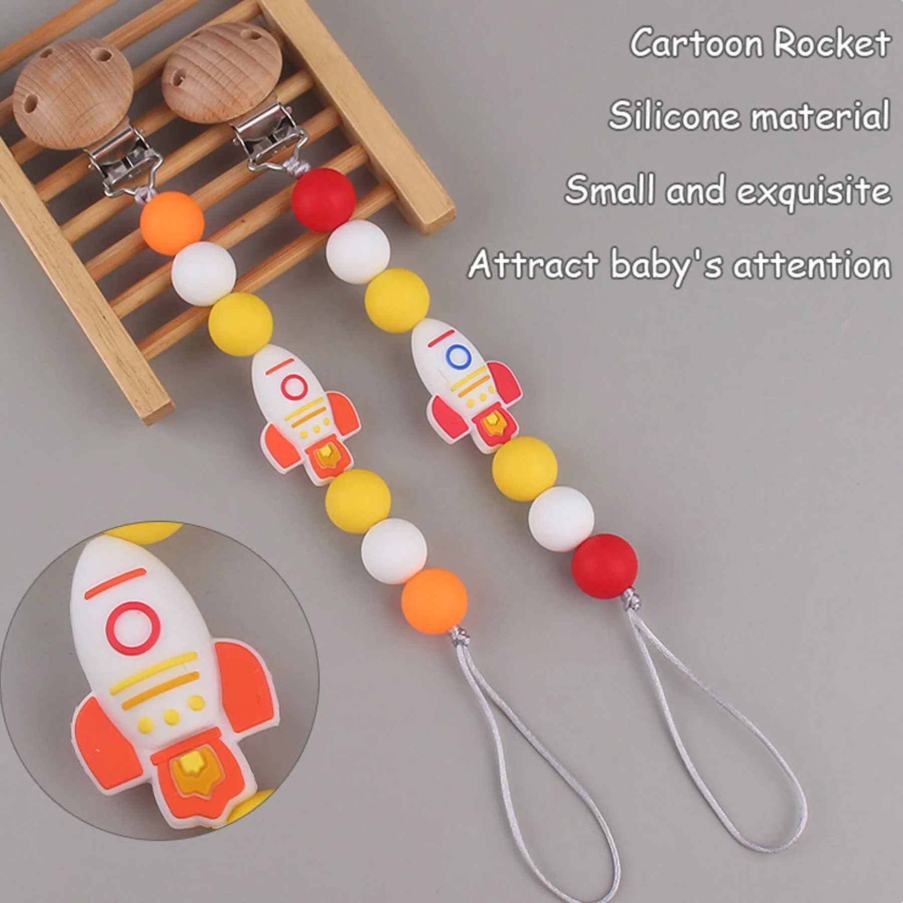 Cartoon Rocket Pacifier Chain 4