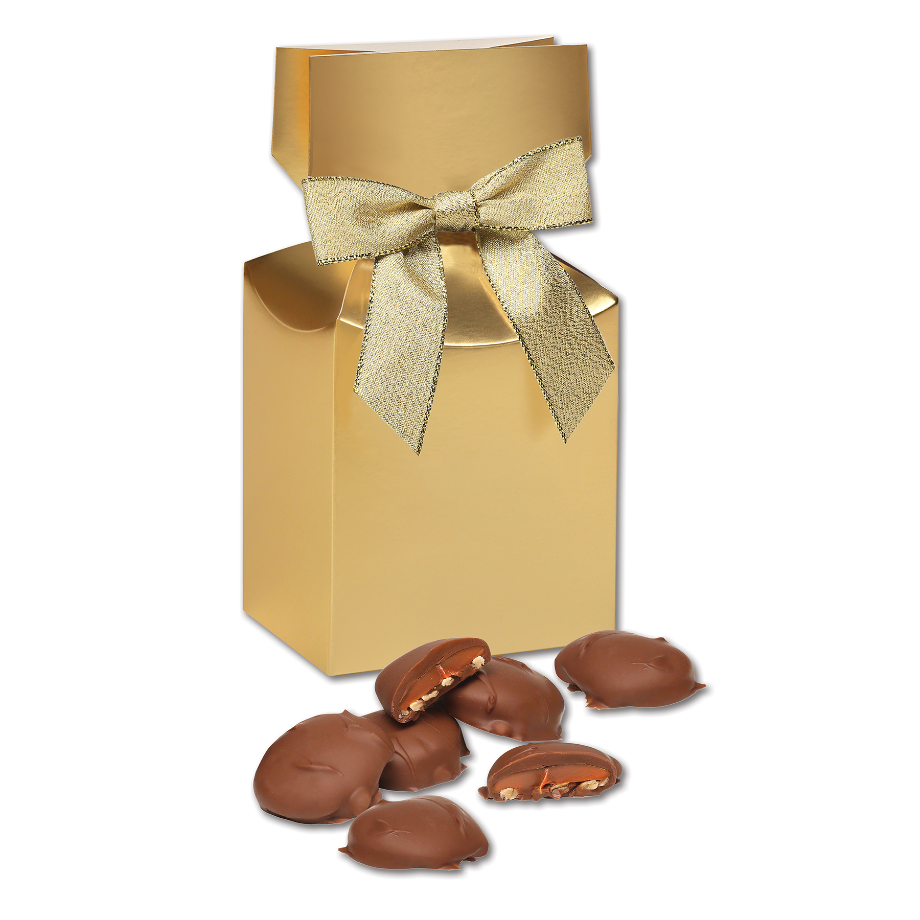 Caramel Pecan Clusters in Gold Premium Delights Gift Box 1