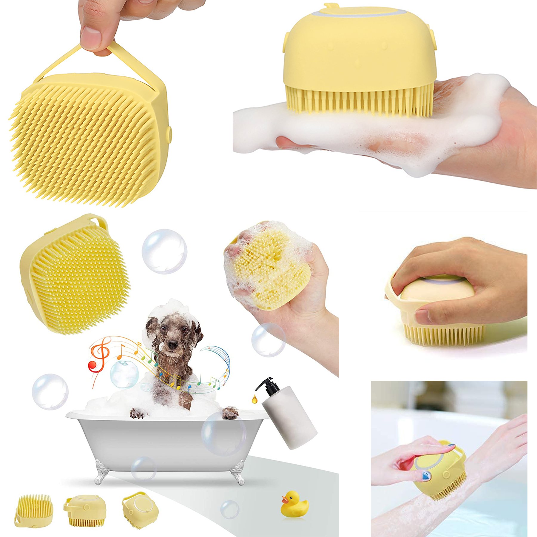 Pet Bath Silicone Massage Brush with Shampoo Box 5