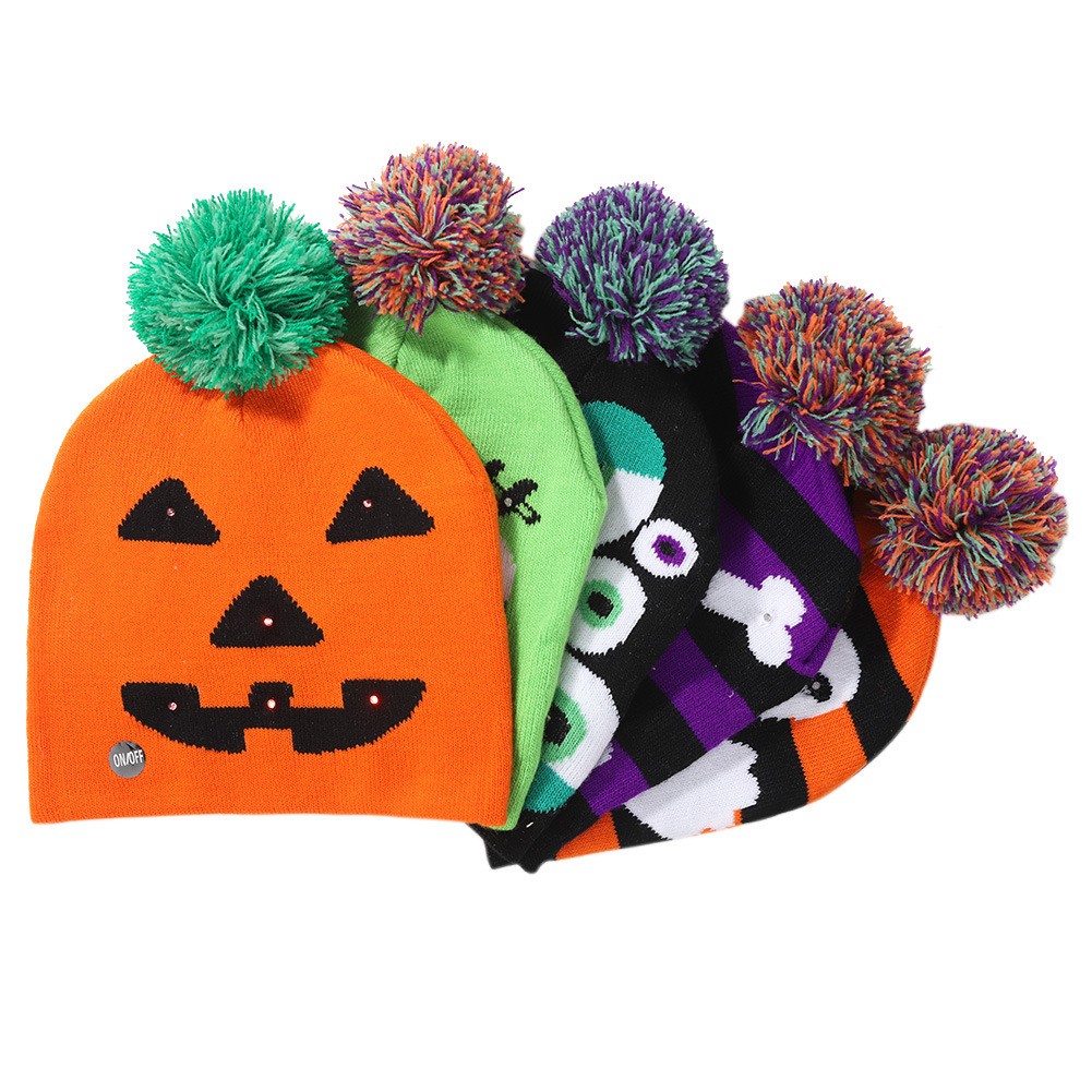 Led Light Halloween Knitted Hat 1