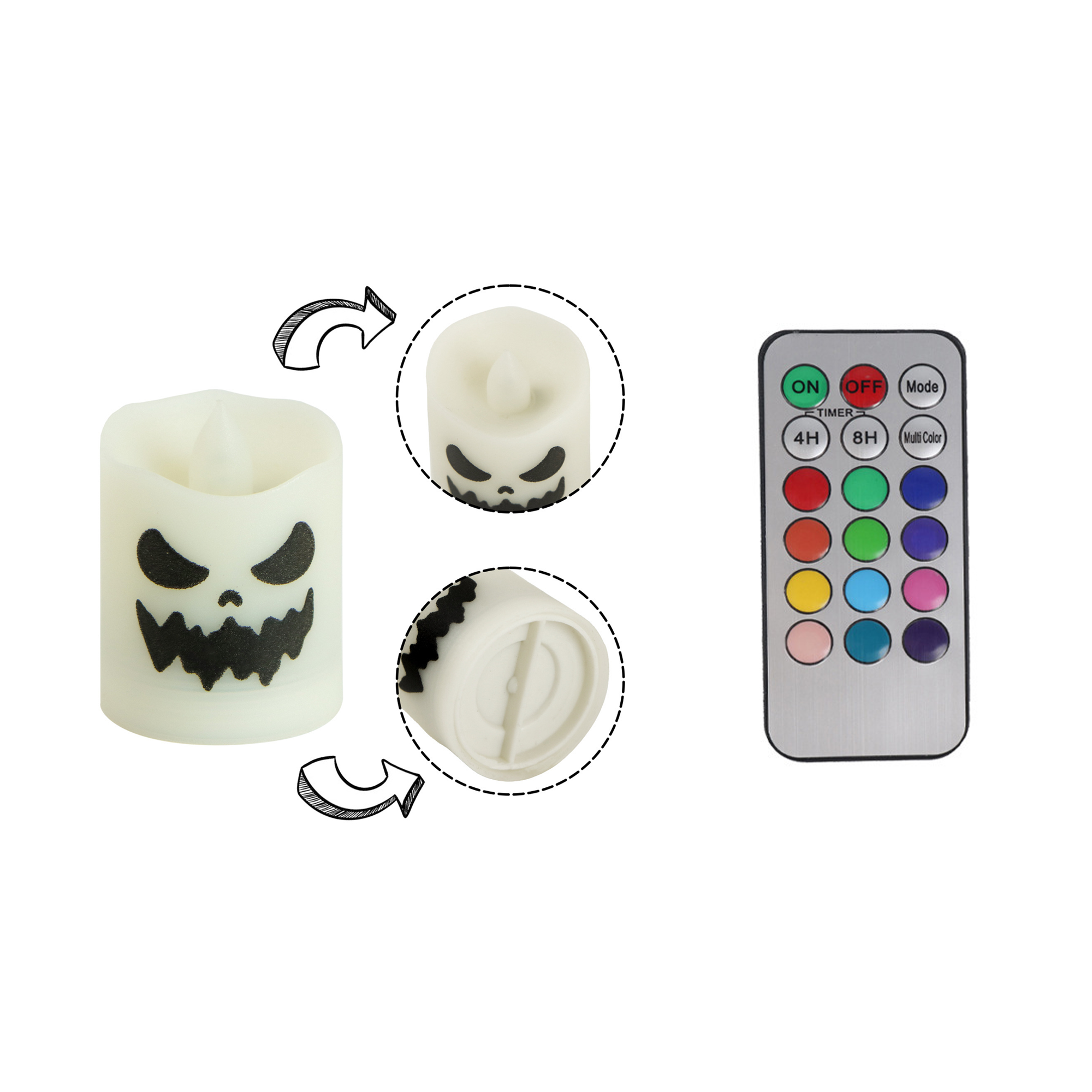 7-Color Ghost Face Candle Lamp (12-Pack) 2