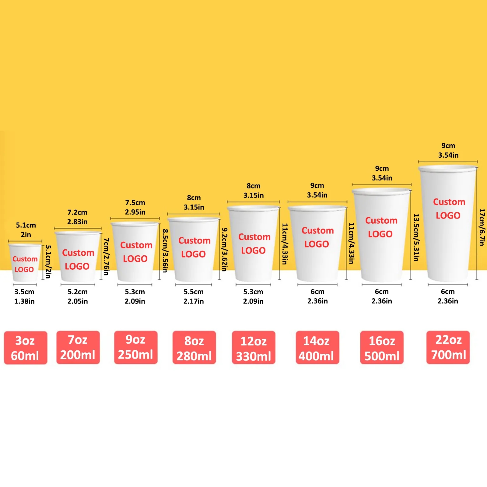 White Disposable Paper Coffee Cup Hot Cold Beverage Drinking 10