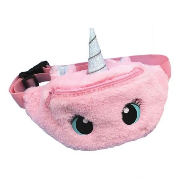 Girls Plush Pack Kids Unicorn Waist Cross Body Bag 4