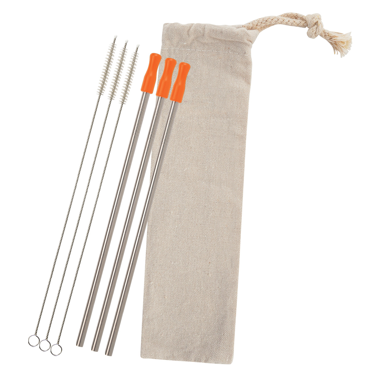 3-Pack Stainless Straw Kit with Cotton Pouch 9