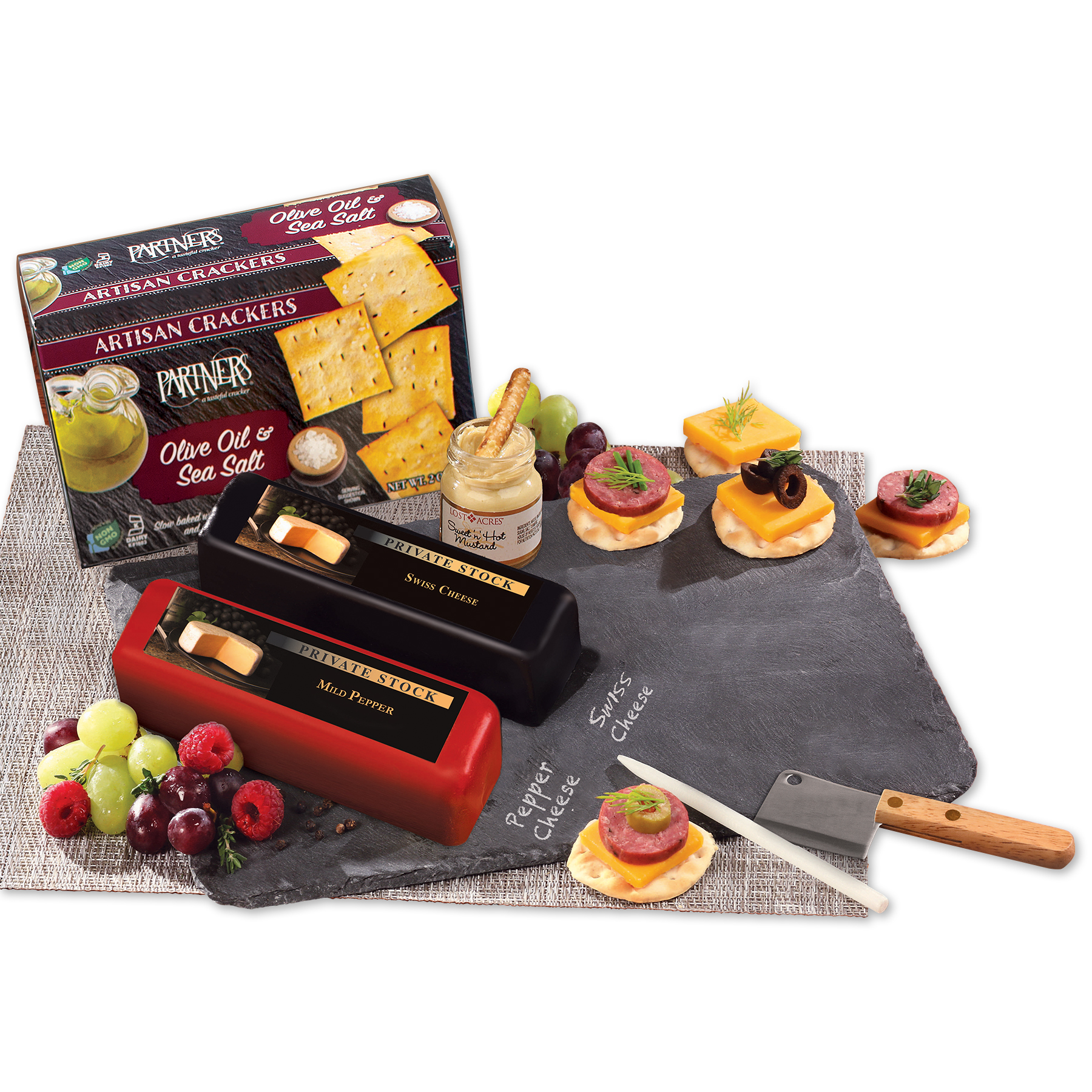 Genuine Slate Serving Plate with Shelf Stable Wisconsin Cheese 1