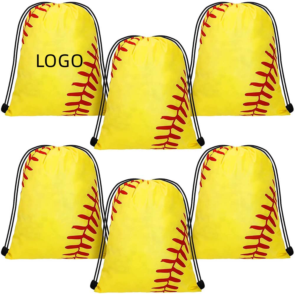 Softball Style Sports Drawstring Backpack 2