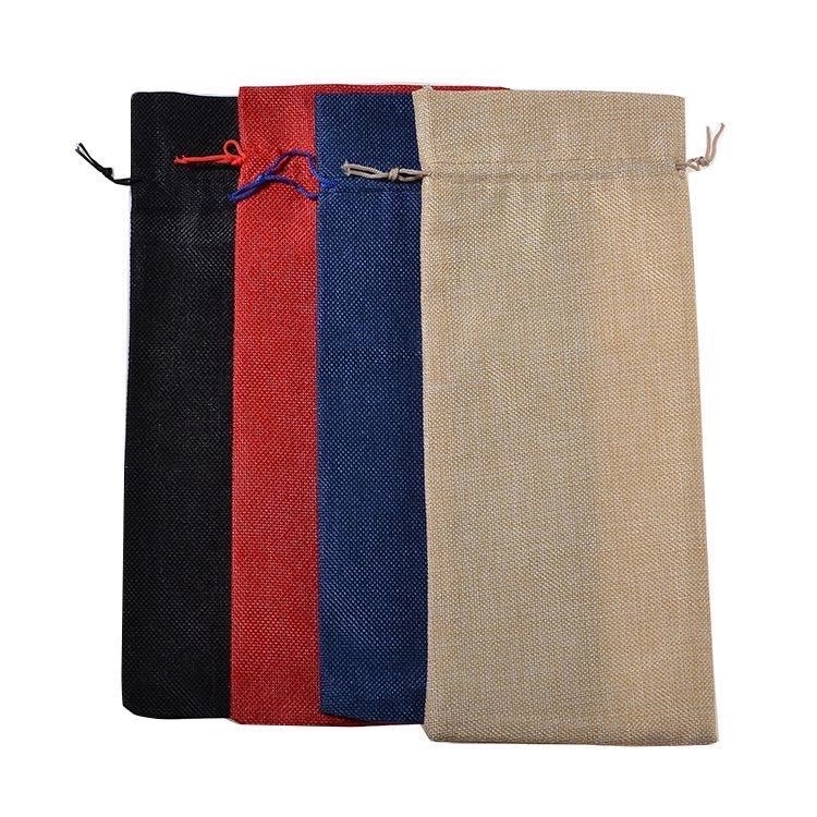 Burlap Wine Gift Bags With Drawstrings 8