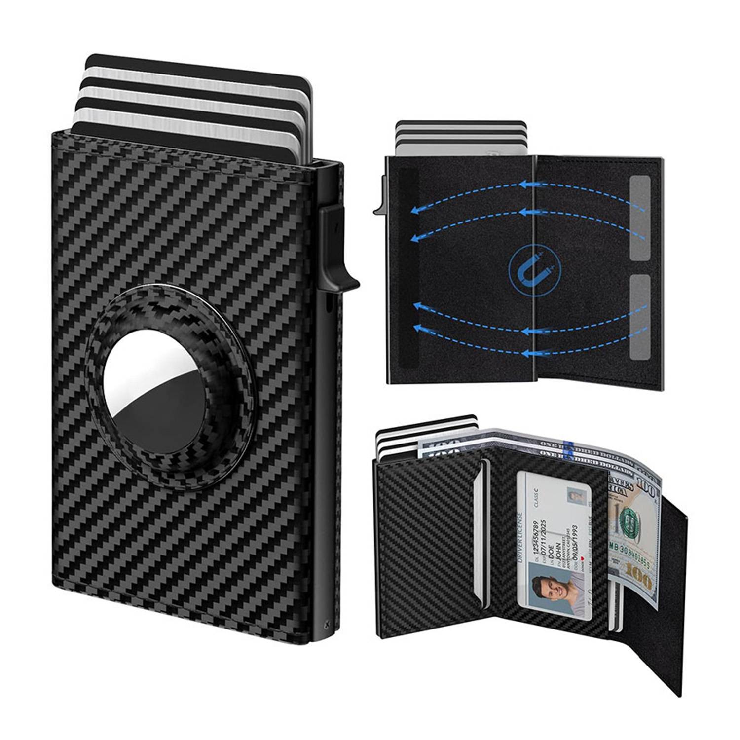 Magnetic Microfiber Leather RFID Trifold Wallet 4