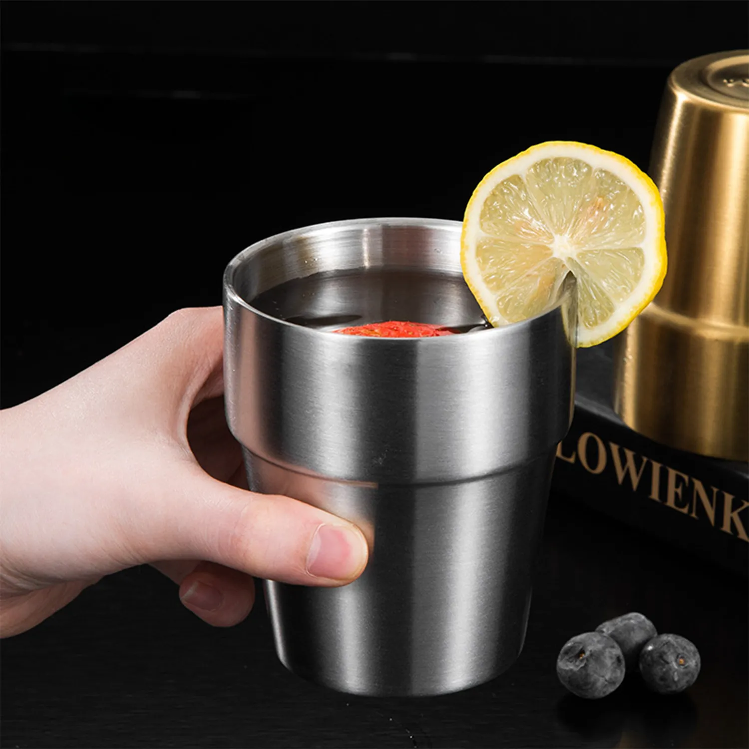Stainless steel double deck water cup 4