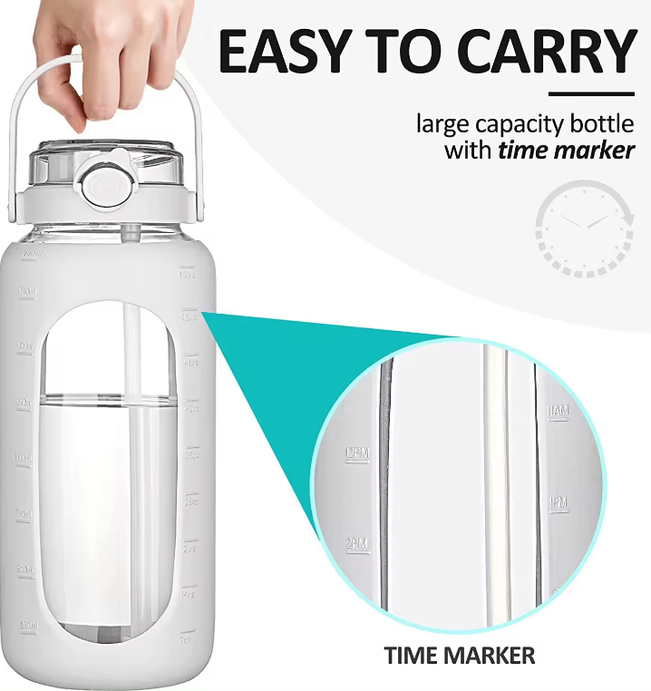 64oz Glass Water Bottle with Straw 2