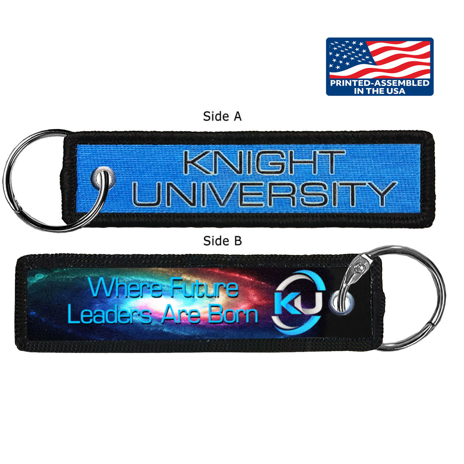 1” x 4” Two Sided 4CP Dye Sub Medium Size Key Ring with Merrow Border