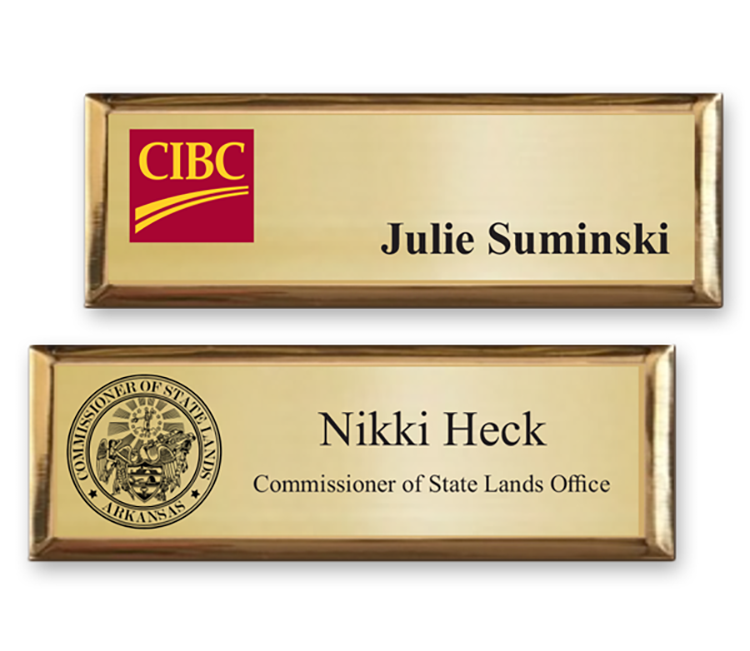 The Trojan Executive Framed full color brass name badge 1"x3" 1