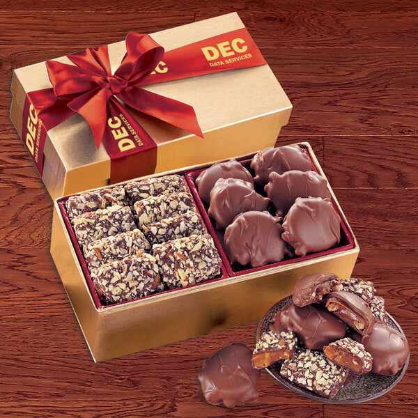 Toffee & Pecan Clusters in Gold Gift Box 1