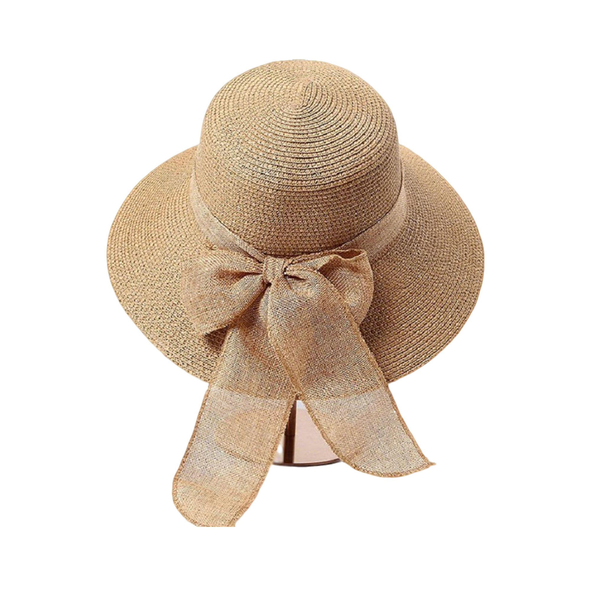 Ribbon Trim Beach Straw Hat With Sun Protection 4