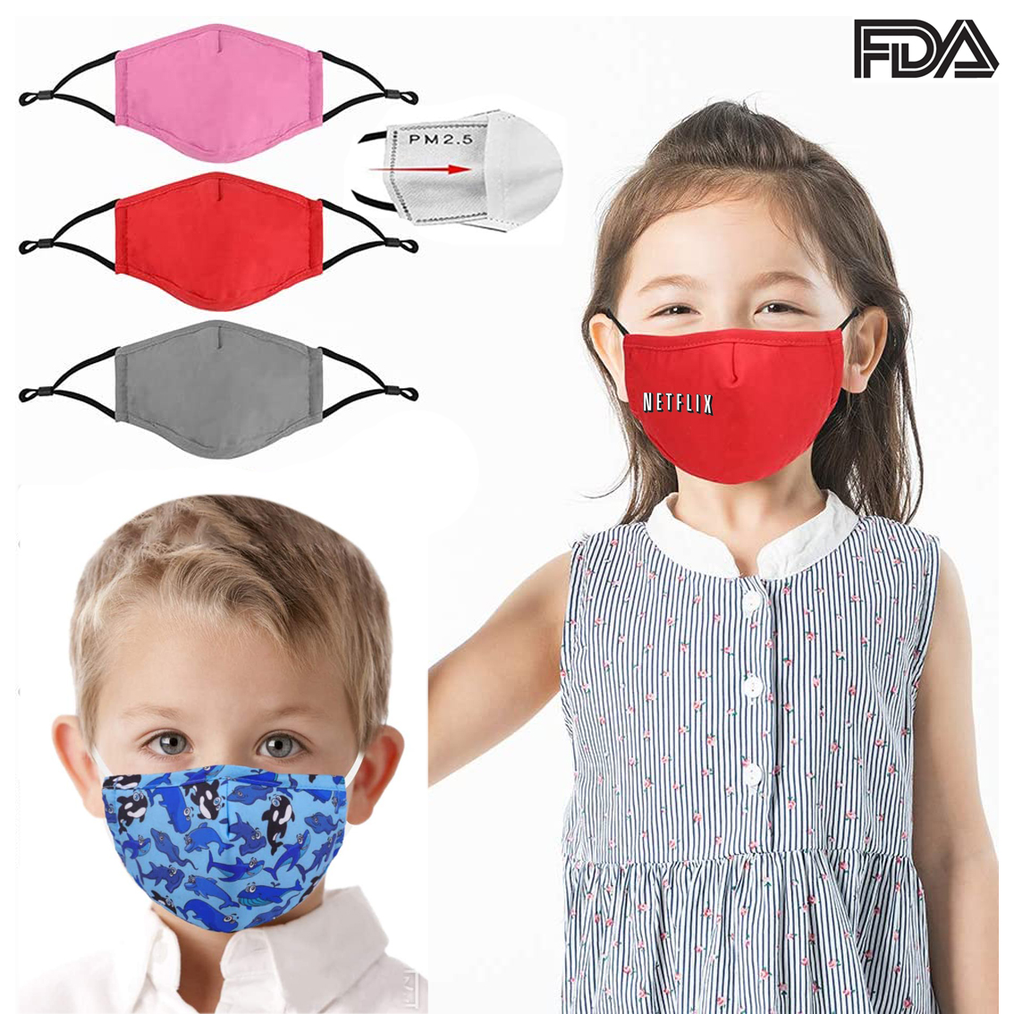 Kids' Santa 3D Adjustable Mask w/ PM2.5 Filter 3