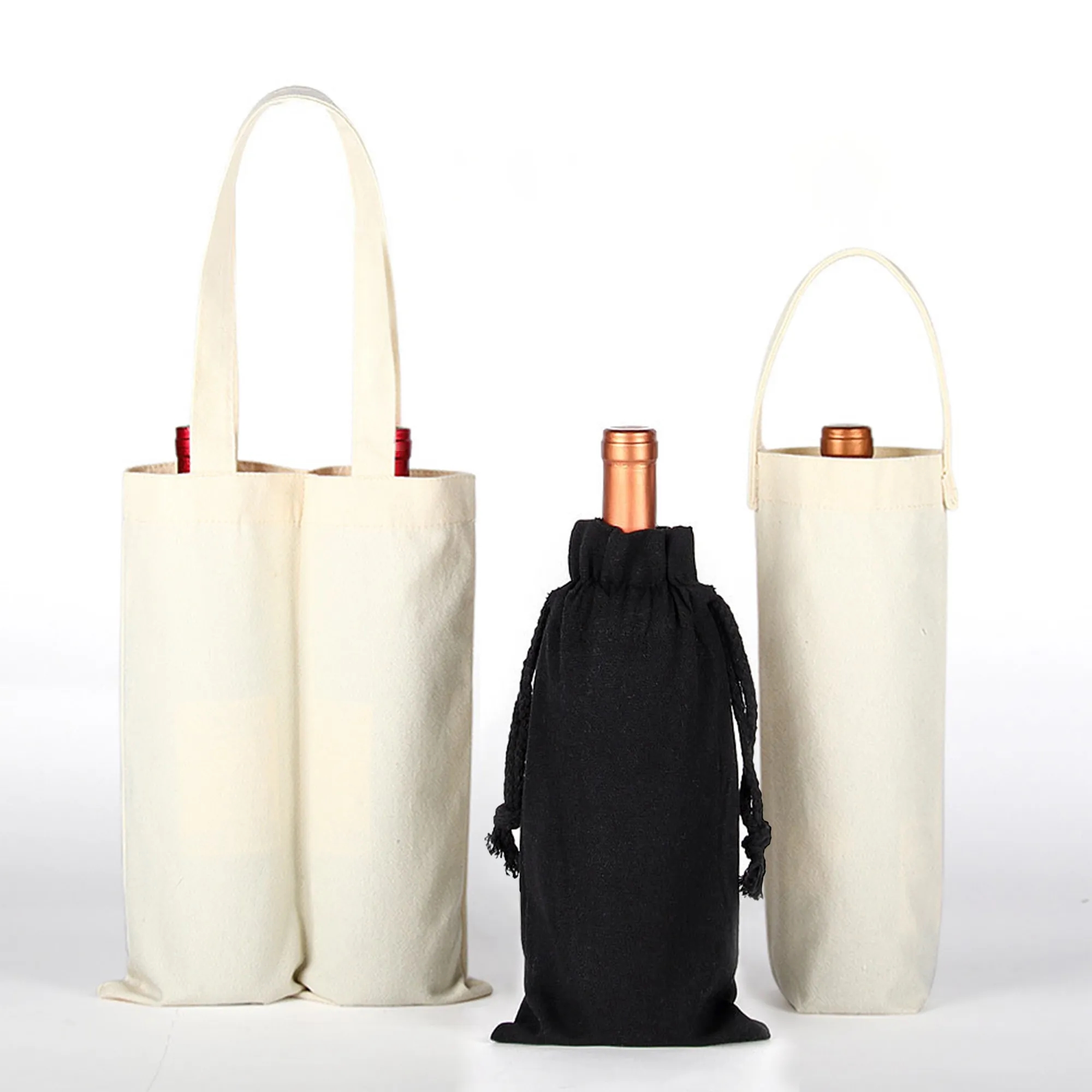 Custom Canvas Wine Bottle Gift Bags Reusable for Events 5