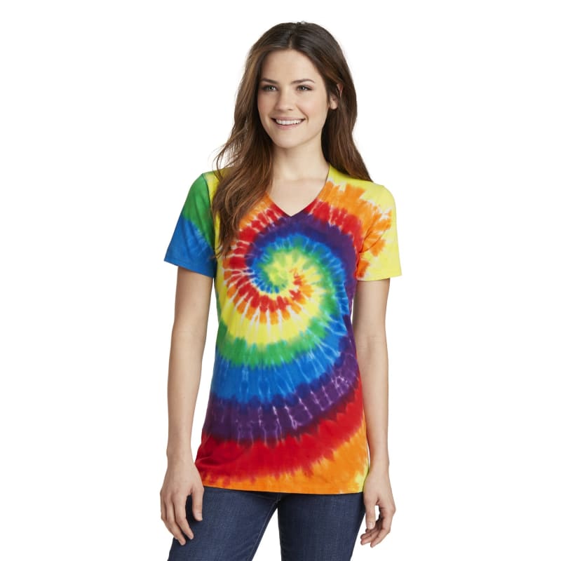 Port & Company Women's Tie-Dye V-Neck Tee. 64