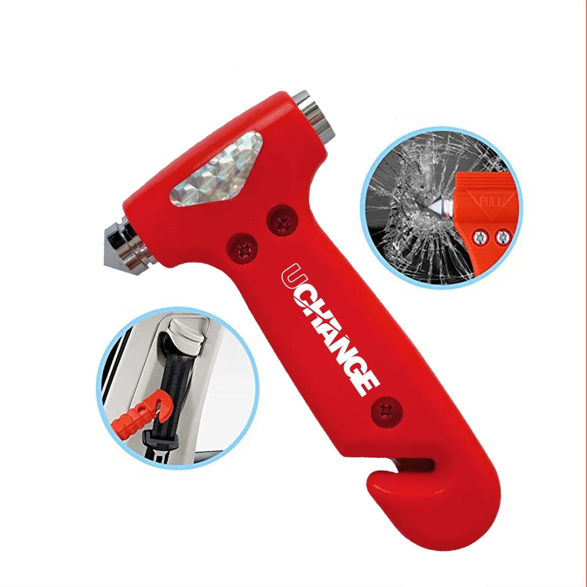Auto Safety Hammer With Seat Belt Cutter And Strap 5