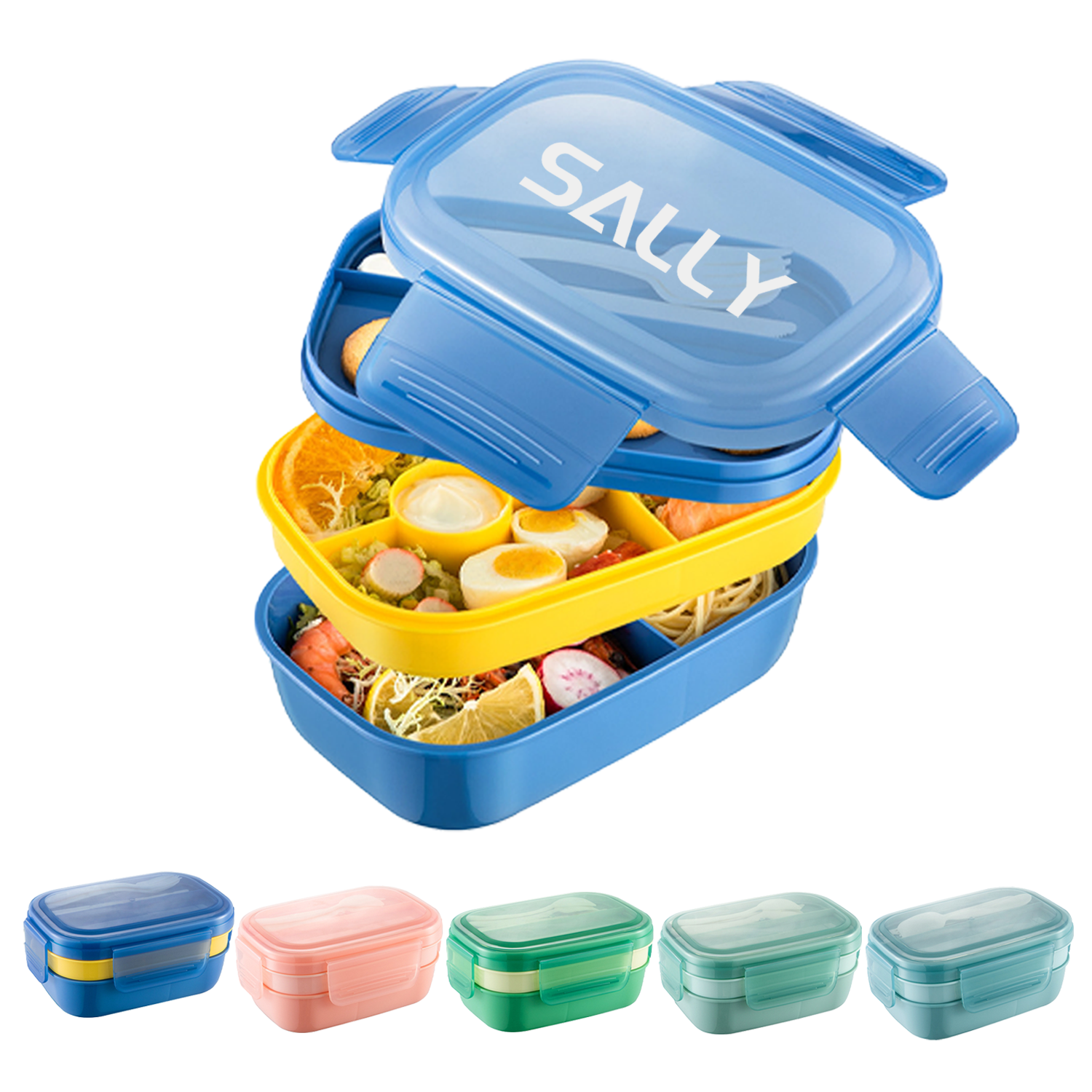 1900Ml Large Capacity Lunch Box Kit 3 In 1 Compartment 2