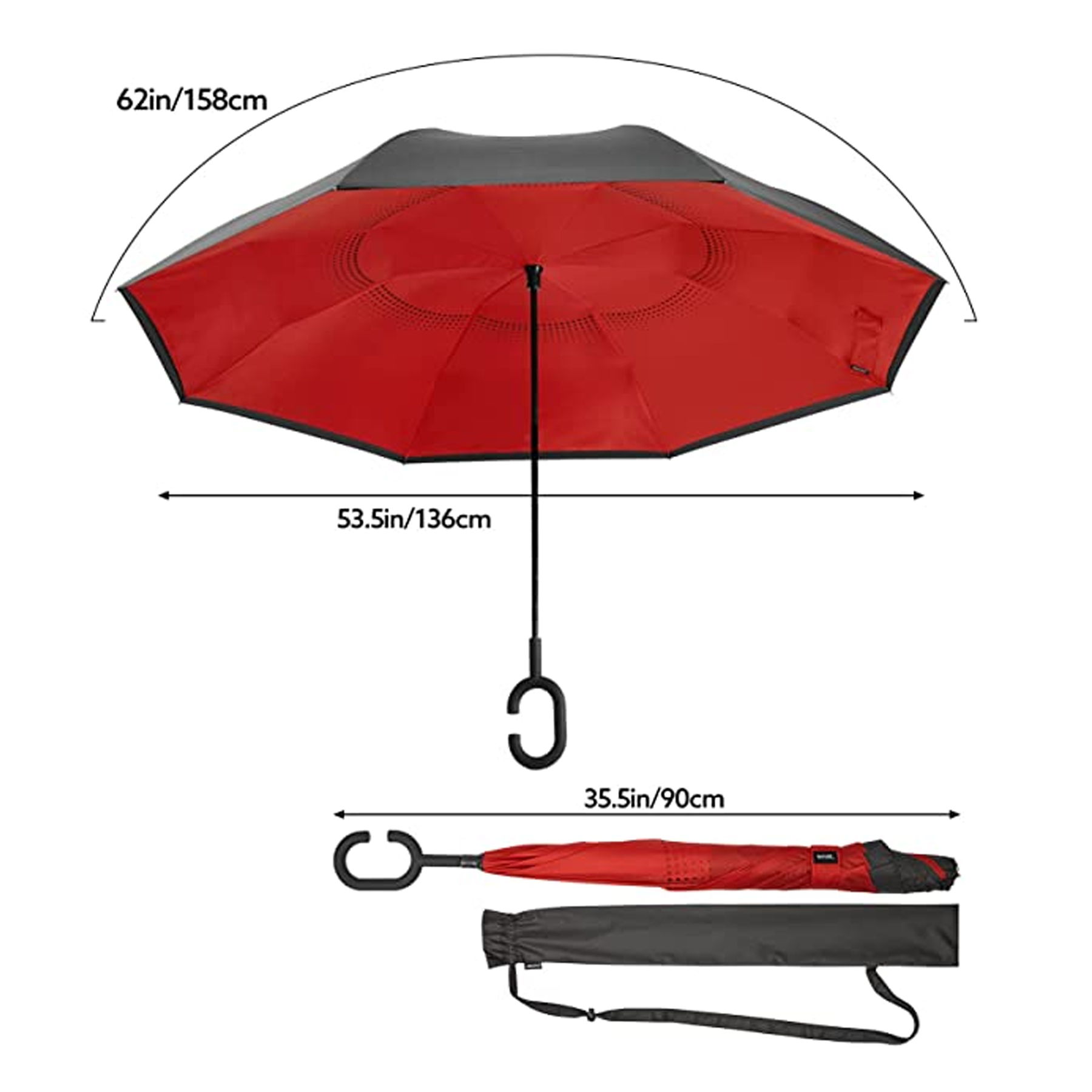 Windproof Double Layer Upside Down Rain Umbrellas 1