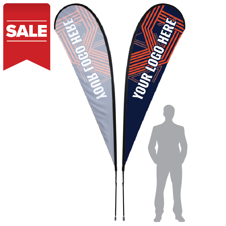SPECIAL SALE Printed Teardrop Flag w/ Heavy Duty Pole 7' / 11' / 13'
