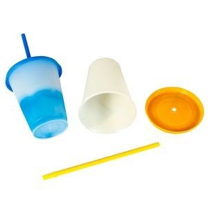 Handy 16oz Plastic Color Changing Cup With Straw 24