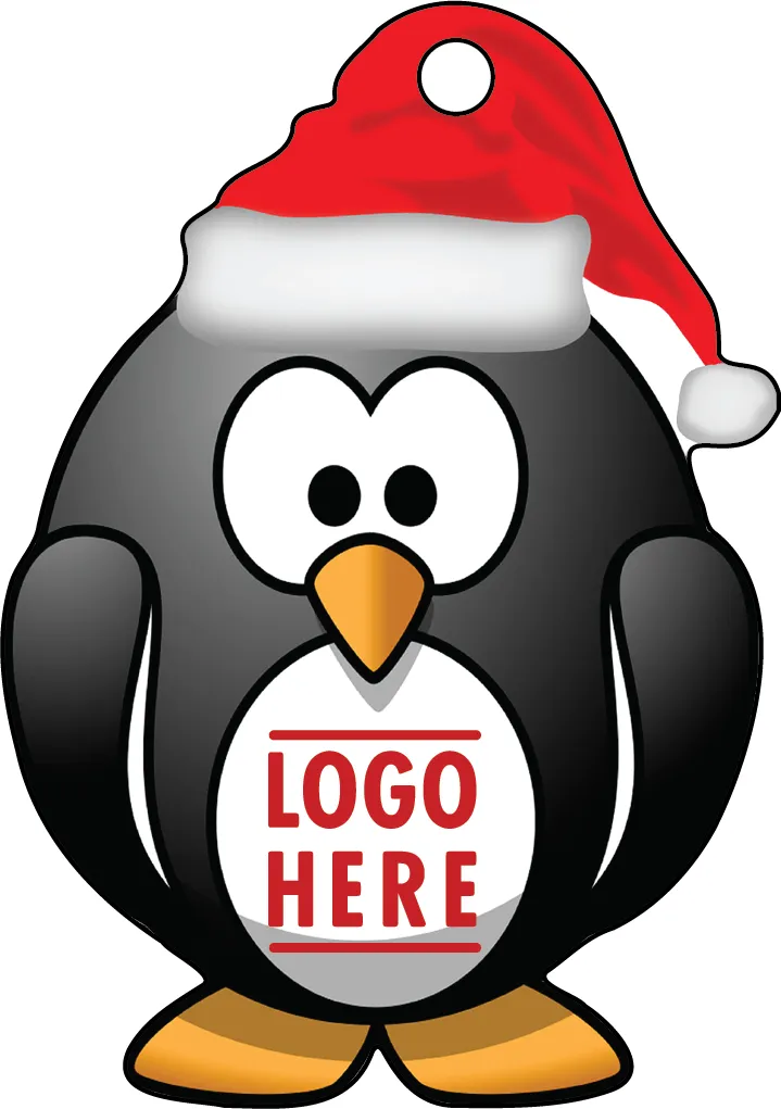 Full Color Acrylic Ornaments - Penguin w/ Santa Hat