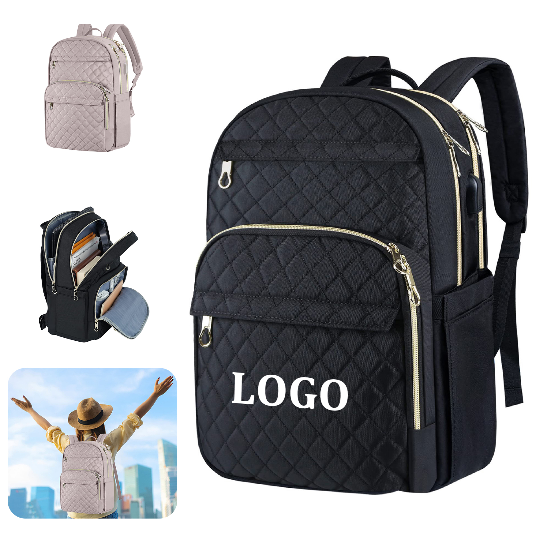 15.6 Inch Stylish Daypack with USB Charging Port 1