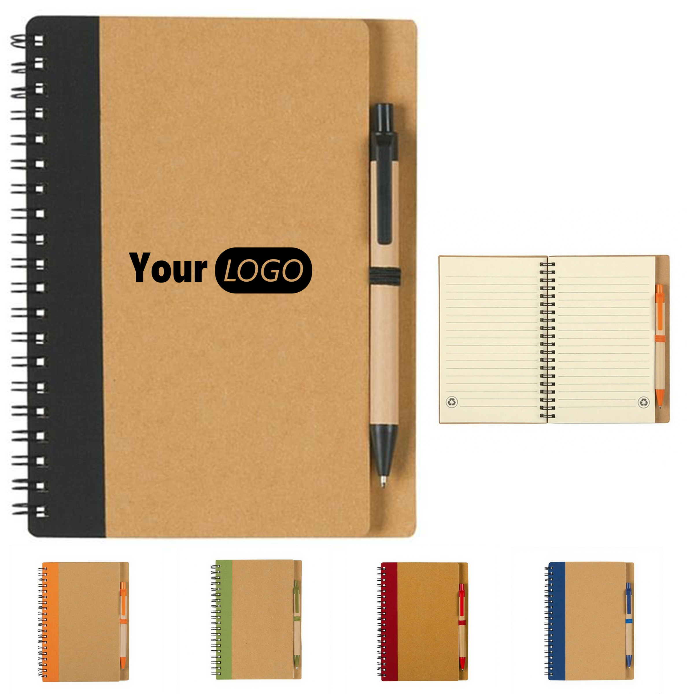 Recycled Kraft Spiral Notebook With Pen 5