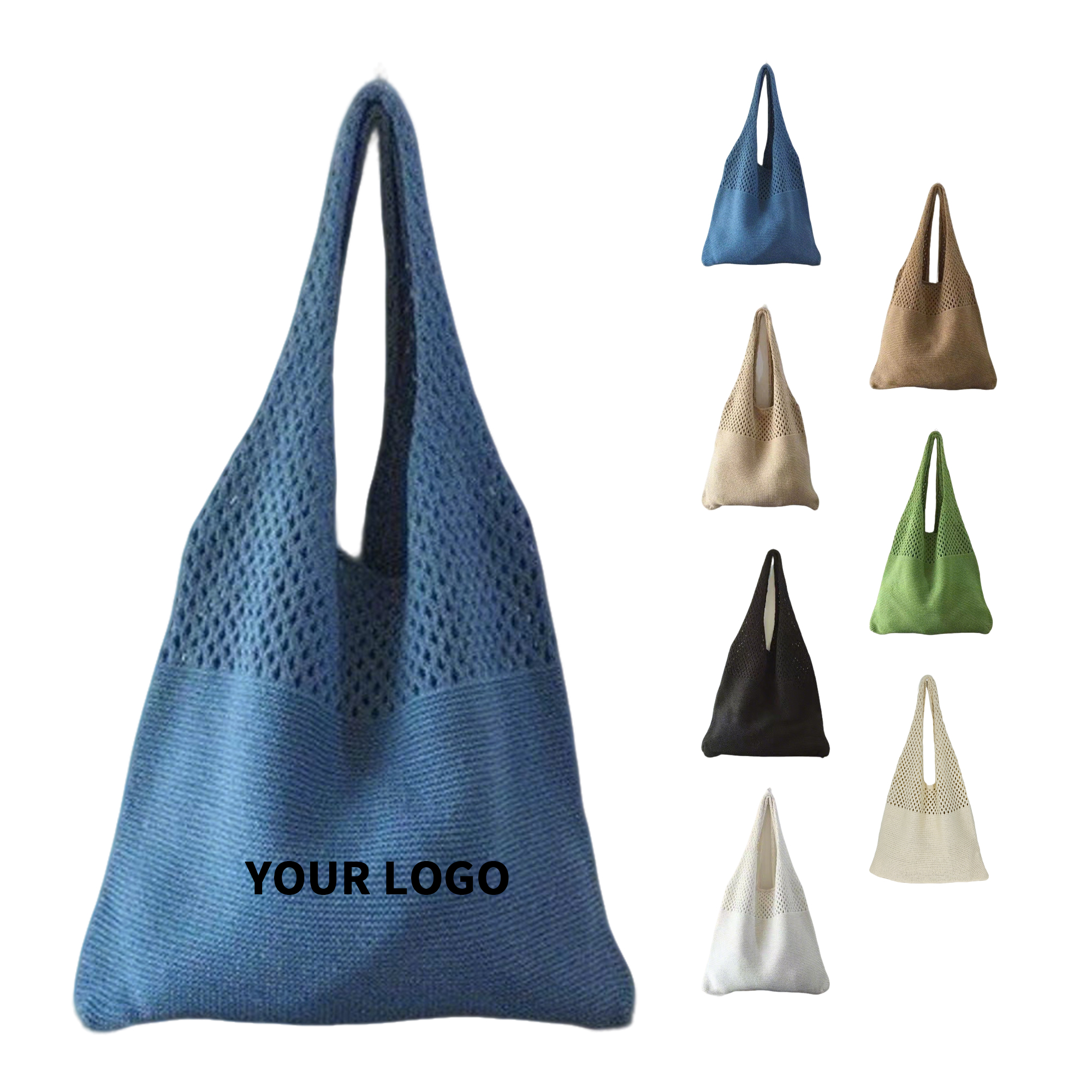 Reusable Knitted Tote Bag 25" x 15" Elastic Fabric 3