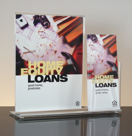 Counter Sign Holder for 8 5x11 Sign w/ 4"w brochure pocket 13-1/8"w x 11"h overall size