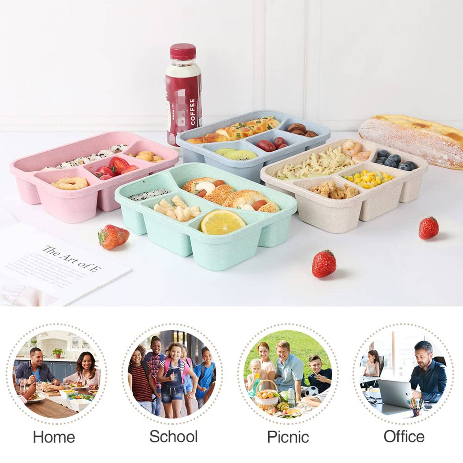 Wheat Straw Bento Box Can Be Microwave Heated 4