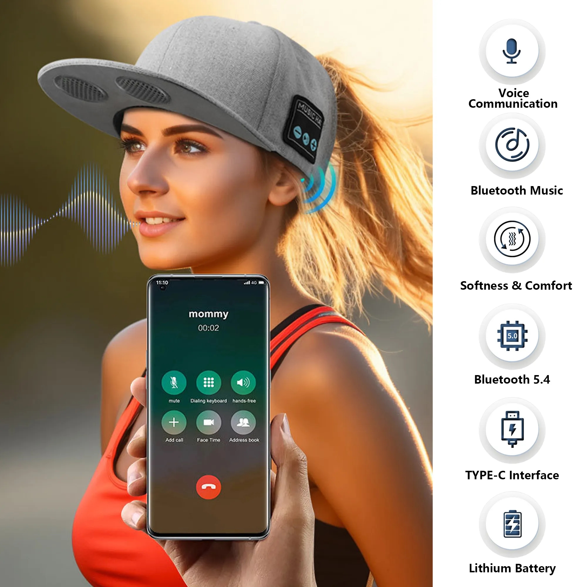 Wireless Audio Baseball Cap 6